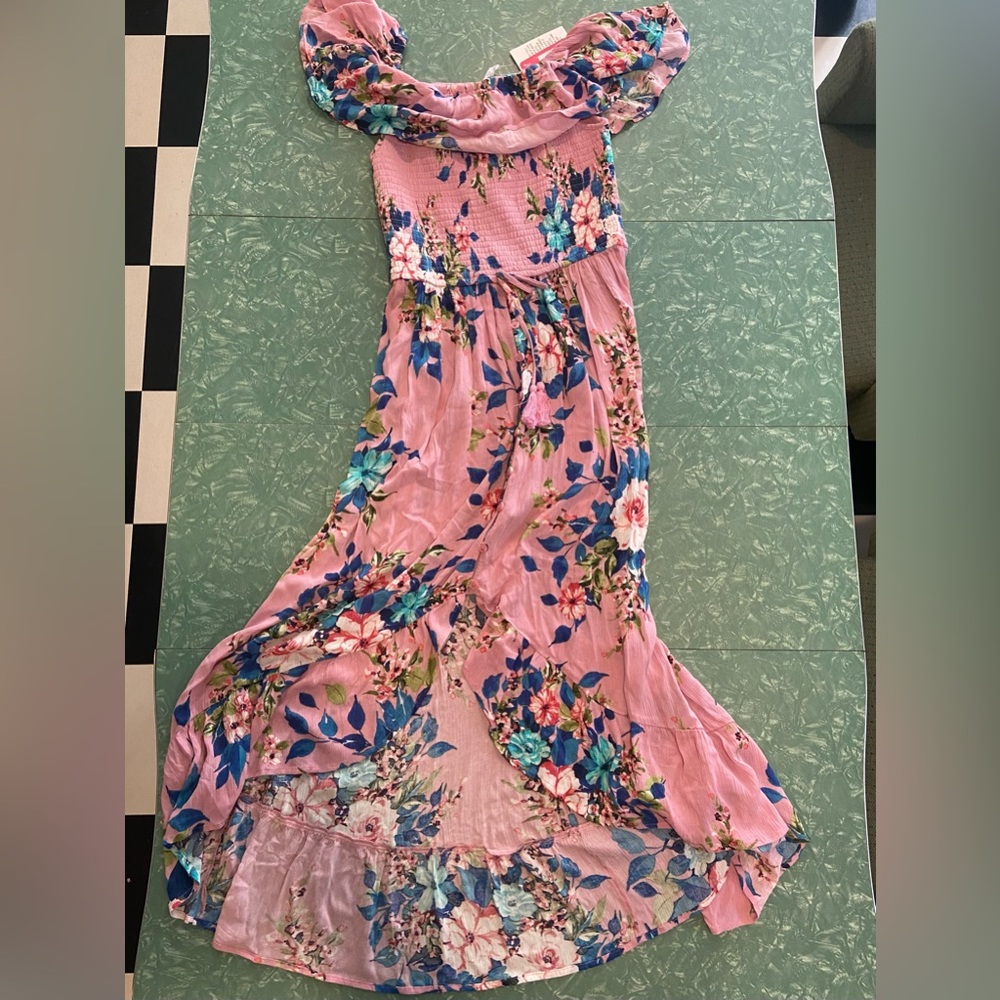 Xhilaration NWT high-low floral dress size medium feminine floral flirty maxi - Picture 9 of 14